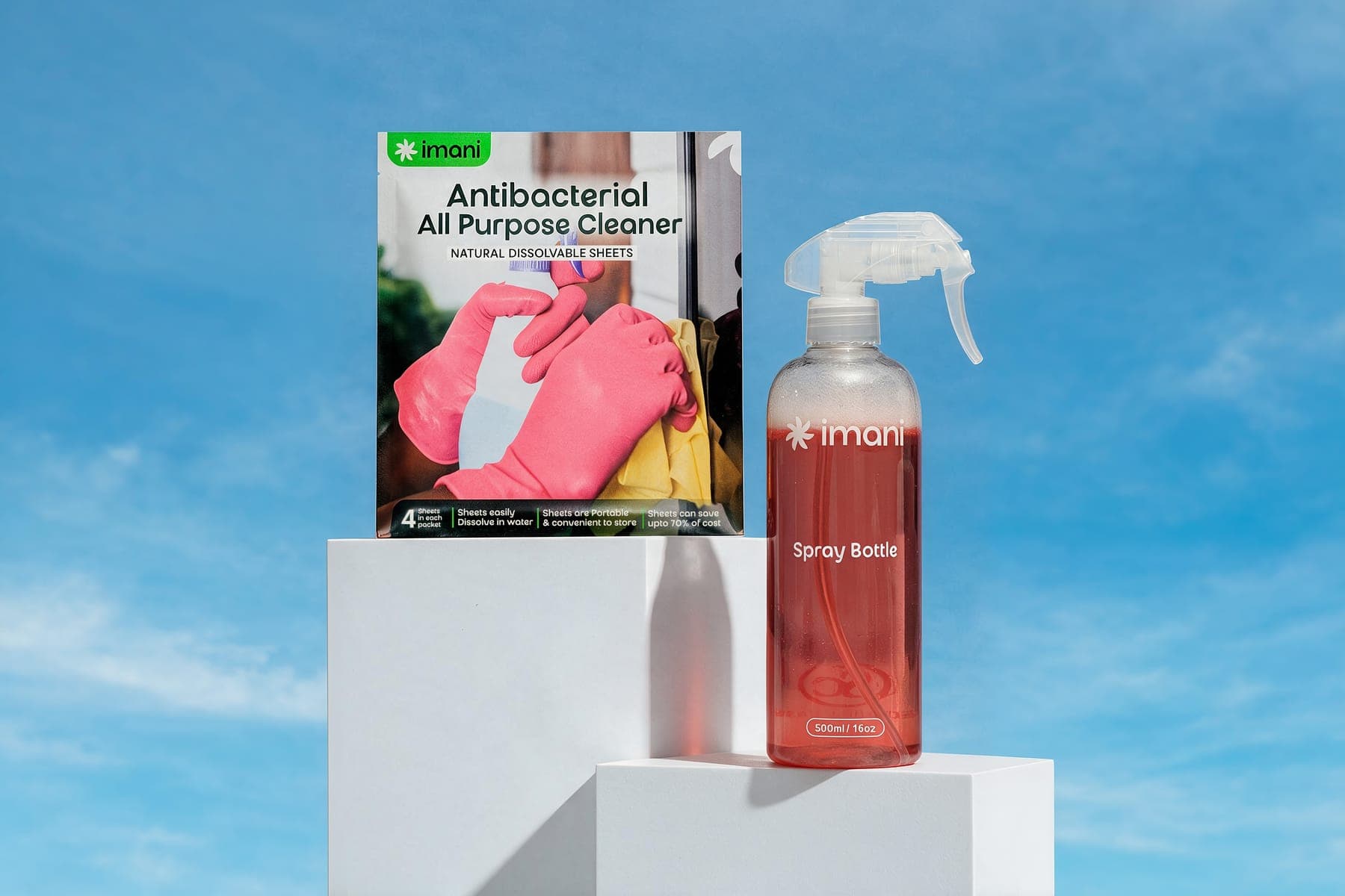 Antibacterial pack with the spray bottle